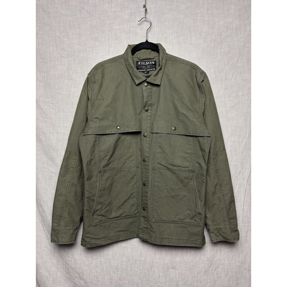 Filson Waxed Oil Tin Cloth Green Cruiser Jacket Mens Size M